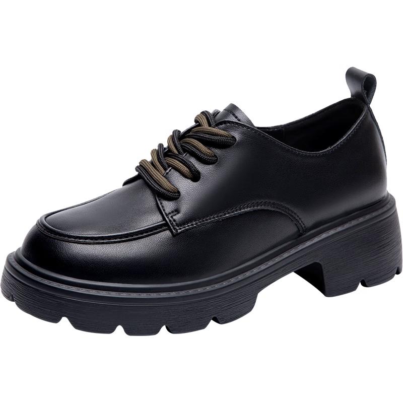 ZHR Women s Retro British Style Chunky Heel Loafers 36