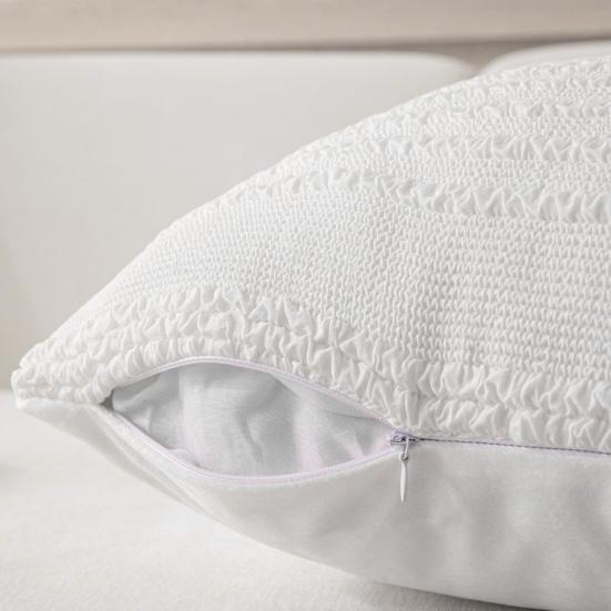 Wrinkled Throw Pillow Cover Decorative Pillow Cover with Hidden Zipper Minimalist White Pillowcase for Home