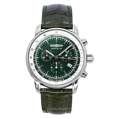 LZ 14 Marine Chronograph Lederarmband Grünes Zifferblatt Quarz 88884 Herrenuhr