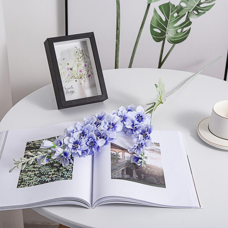 Artificial Flowers Delphinium Flower Branch Fake Leaf for Wedding Decoration Outdoor DIY forHome Decorative Hyacinth Silk Flower
