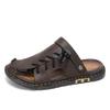Men Leather Water Beach Sandals Summer Outdoor Casual Closed Toe Sports Sandals Non Slip Soft Hiking Wading Sneakers Comfortable