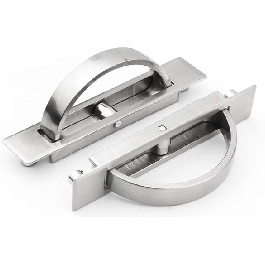 1 Pack Concealed Drawer Door Finger Insert Recessed Flush Pull Handle with Resin Back Cap, Silver