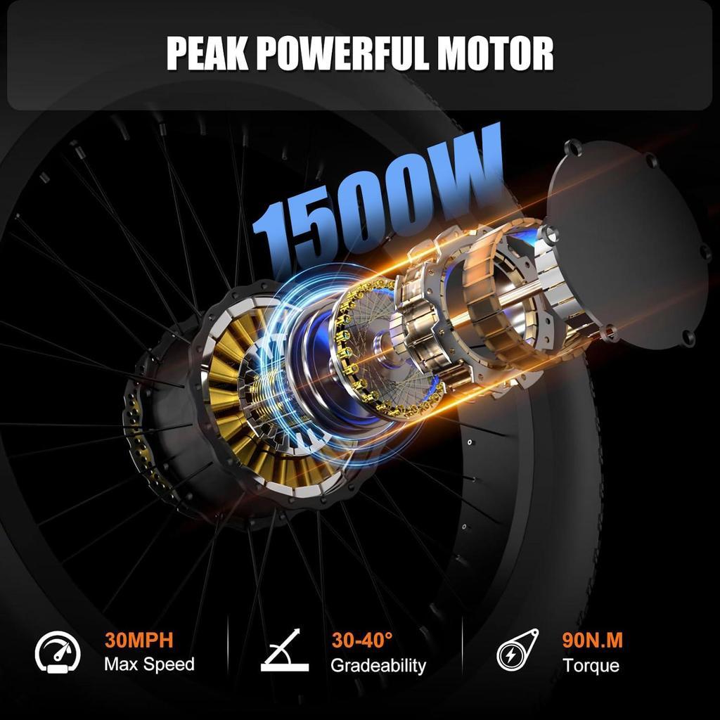 Burchda R5Pro 1500W50km/h 26-inch Folding Electric Mountain Bike 48V20AH Lithium Fat Electric Bicycle Motorcycle