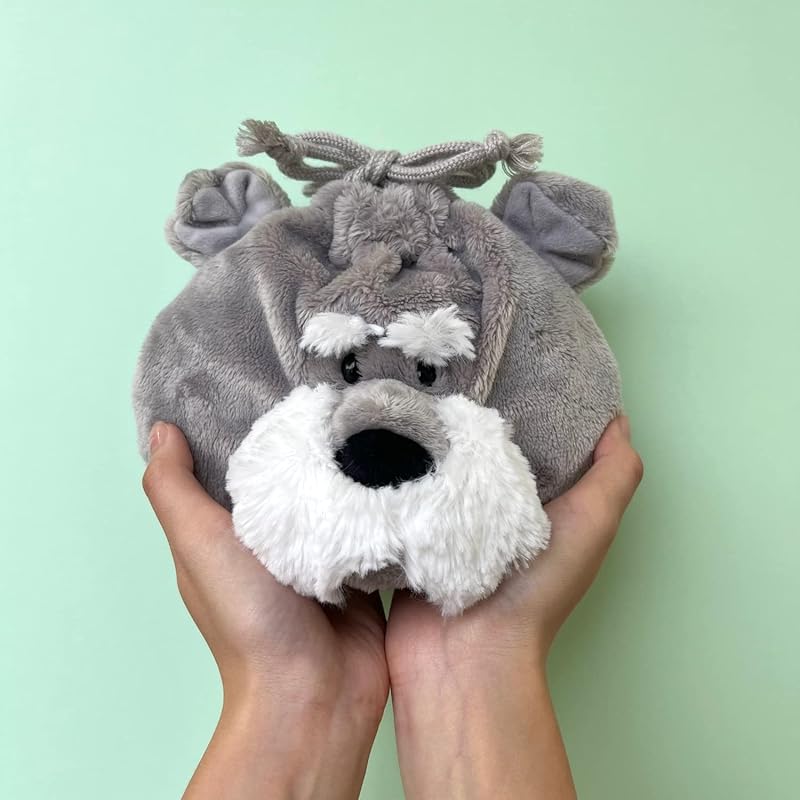 NICI Schnauzer Figure Face Pouch, Made In Germany, Plush Toy, Gift, Face Pouch, Drawstring, Schnauzer, Dog, Pet, 3090464