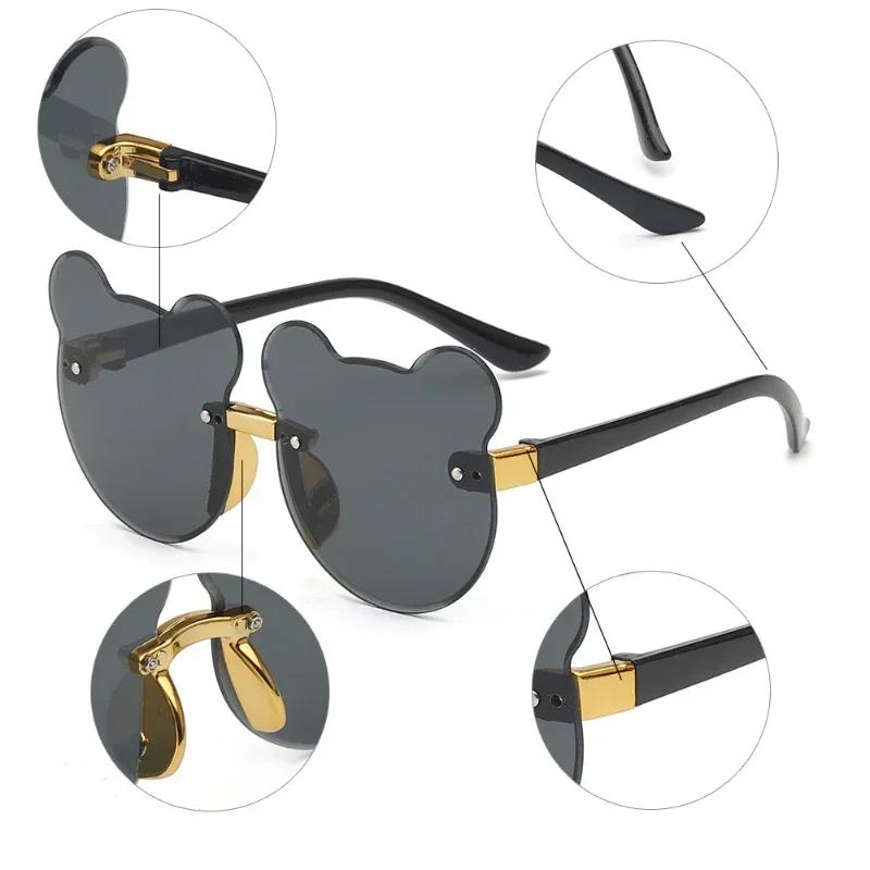 Cartoon Teddy Bear SpectacleFrame Childrens Sunglasses Gradient Color UV Resistant Sunshade Spectacles Suitable for Parties and Gatherings
