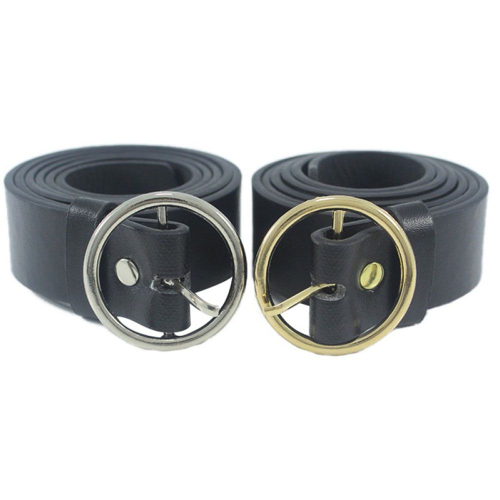 

Simple Women PU Leather Punk Metal Circle All-Match Fashion Round Pin Buckle Belt Waistband