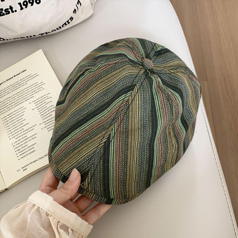 

Цветная полосатая шляпа Forward для женщин Новая ретро-шляпа-берет с утиным язычком one size зелёный