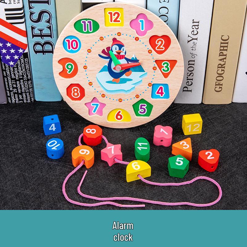 Children's Wooden Toy Set: Eight-Tone Piano, Bead Rainbow Tower, Puzzle Column, Twisting Worm