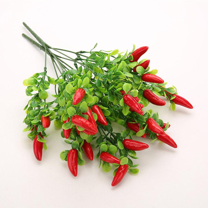 10PCS Artificial Pepper Bouquet Fake Chili Bouquet Simulation Fruits Pepper Bunch Plastic Fake Plant for Home Party