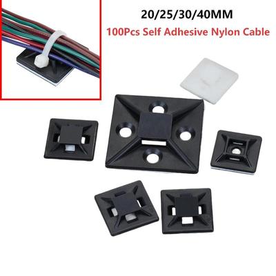 100Pcs Self Adhesive Cable Tie Holder Wire Fixing Base Strong Sticky Cable Tie Holder Organizer For Home Office Wire Storage