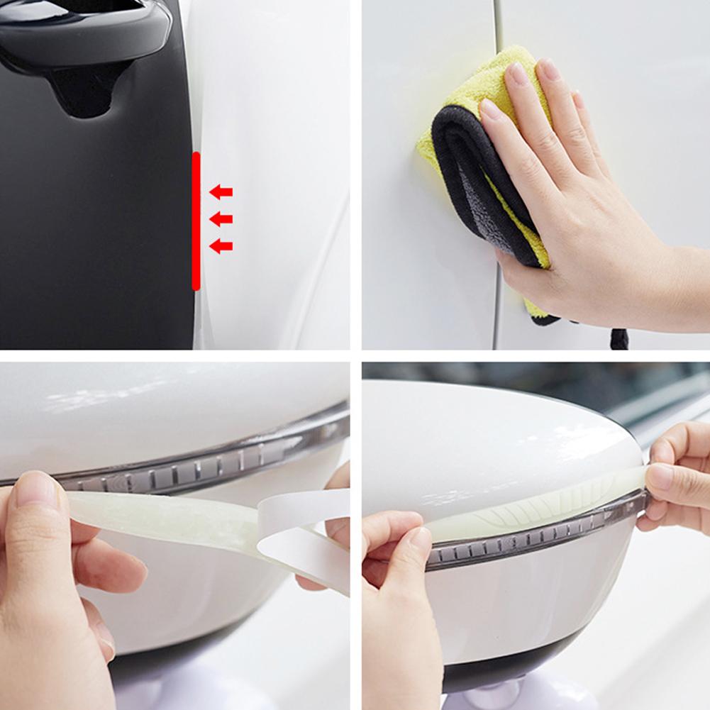 6Pcs Universal Luminous Car Door Edge Scrape Protective Strips Guard Bumper Guards Protector Rearview Mirror Protection