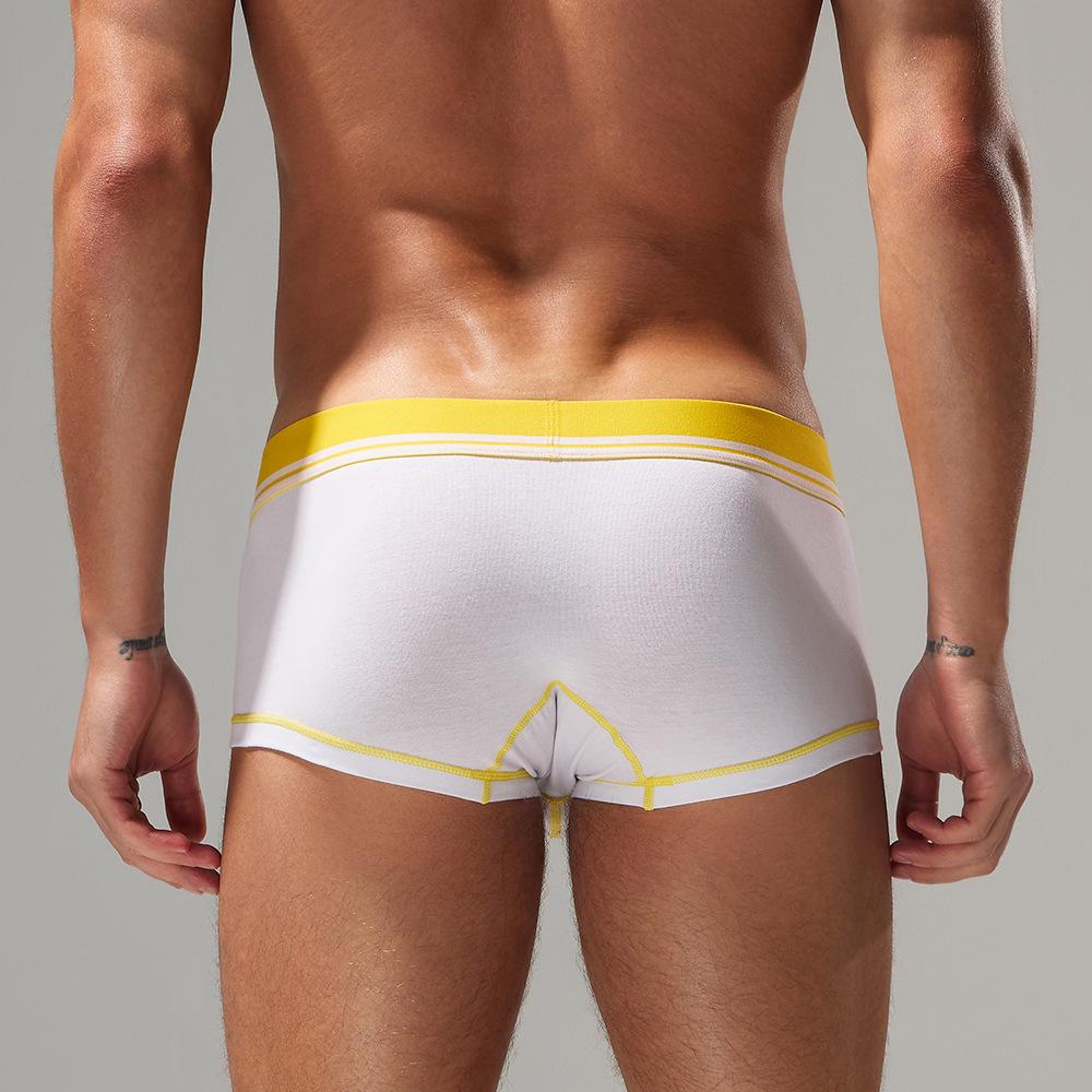 SEOBEAN Men's Fashion Splicing Boxer Briefs with No-Roll Edge & U-Convex Pouch - Comfortable Cotton Underwear