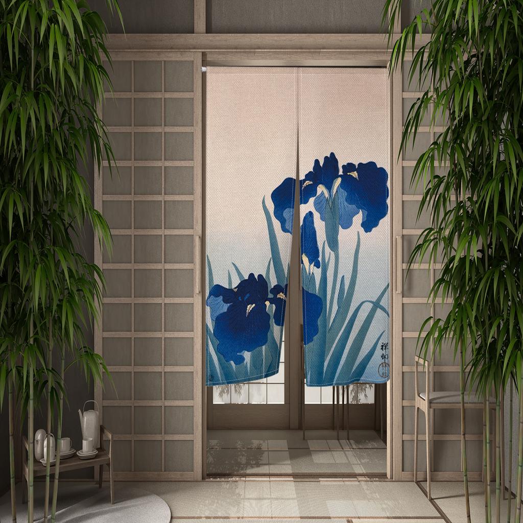 Japanese Style Noren Door Curtains Moon Starry Sky Crane Floral Pattern Polyester Doorway Kitchen Entrance Half Curtain For Window Made Of