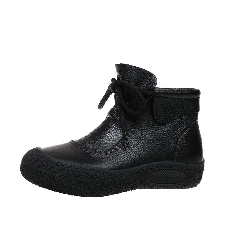 

Женские рабочие ботинки осень-зима новые кожаные ботинки на шнуровке с толстой подошвой большого размера удобные теплые нескользящие женские туфли на платформе 42