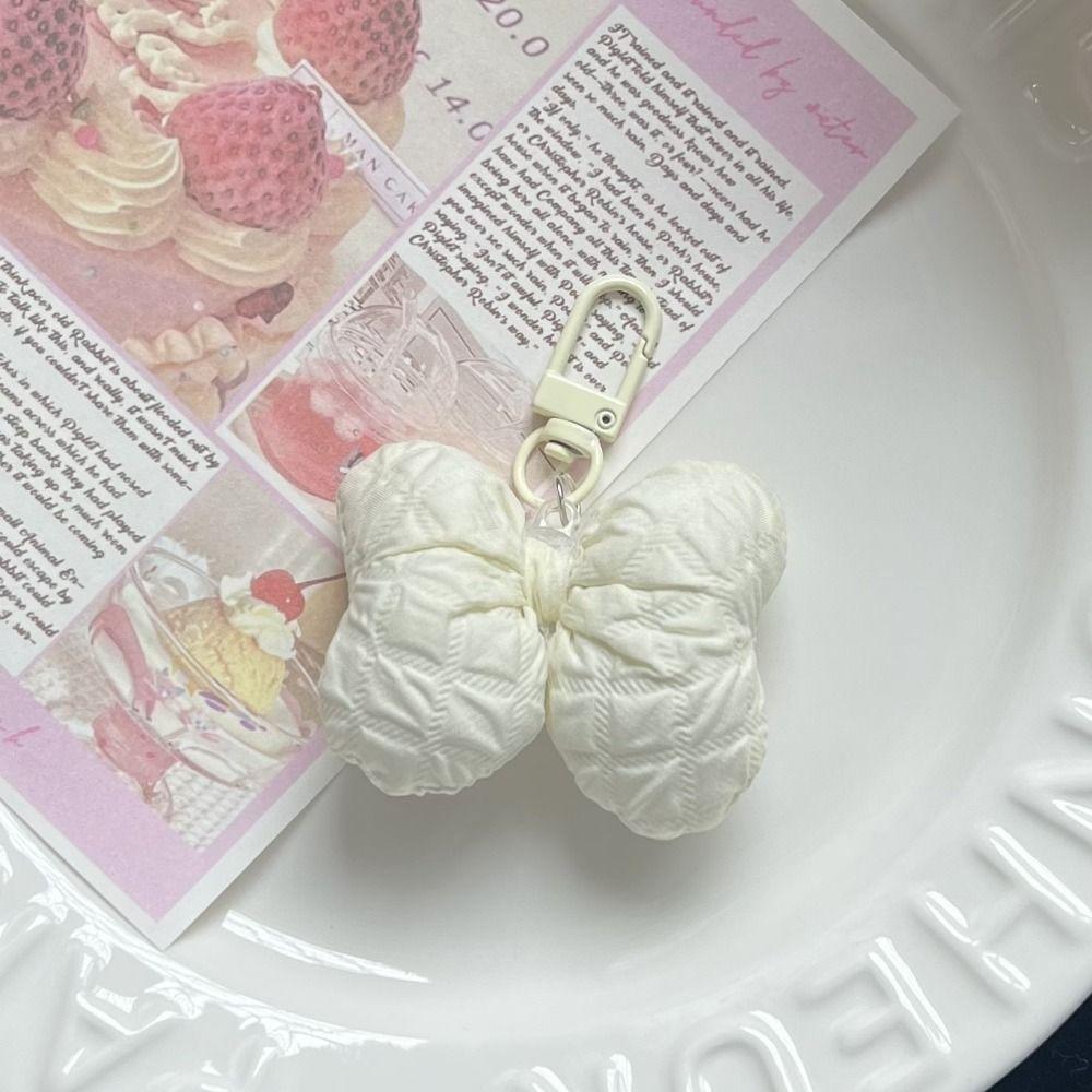 

Cloth Fresh Backpack Decoration Key Chain Cotton Stuffed Lanyard Casual Bow Pendant Decorations White-Style A