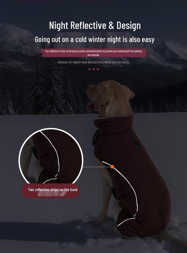 Winter Double-Layer Warm Dog Jacket: Windproof, Waterproof, Leash-Compatible, for Large Dogs