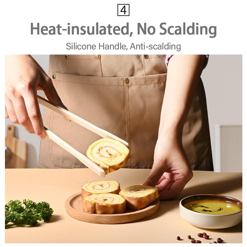 Silicone Grill Tongs BBQ Salad Cooking Tool Non-slip Food Tongs Steak Pasta Clip Kitchen Clamp Kitchen Accessorie CFQJ005