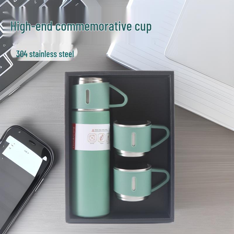 Deluxe 304 Stainless Steel Insulated Travel Cup with Multiple Lids - Elegant Commemorative Gift for Men and Women
