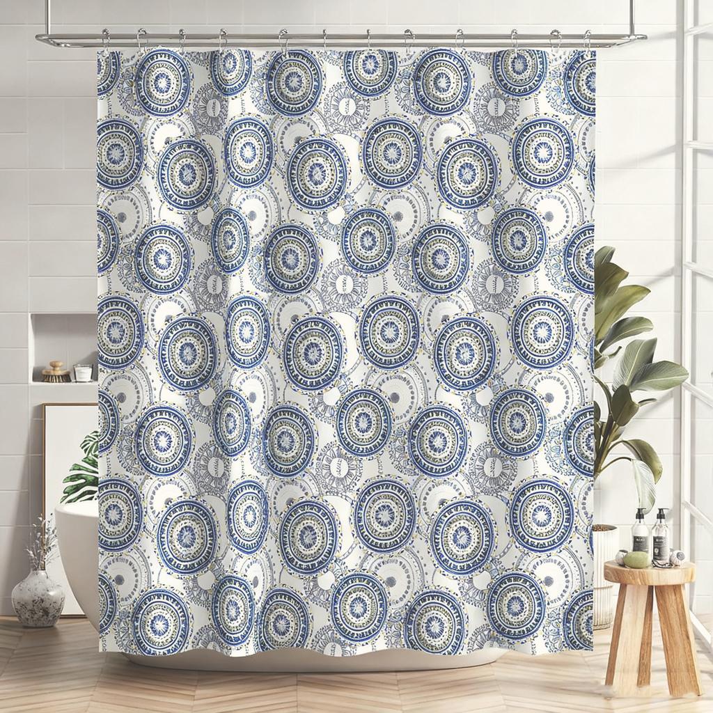 1Pc 180X180Cm Polyester Shower Curtain With Metal Grommets And Plastic Hooks Fabric Bath Curtain For Bathroom Decor