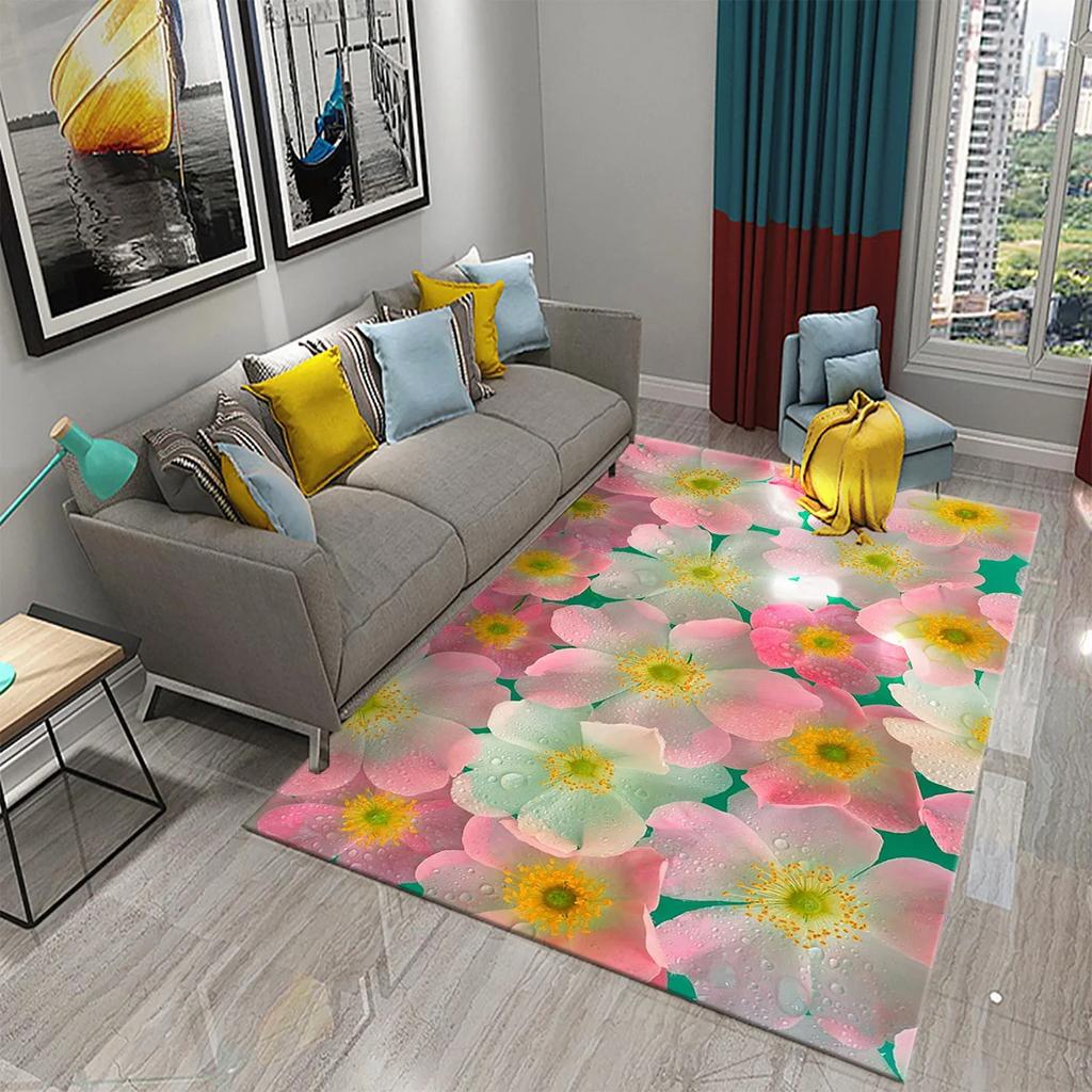 3D Floral Flower Pastoral Carpet Home Decor Entrance Door Mat Living Room Bedroom Entrance Decor Carpet Bathroom Non-slip Mats