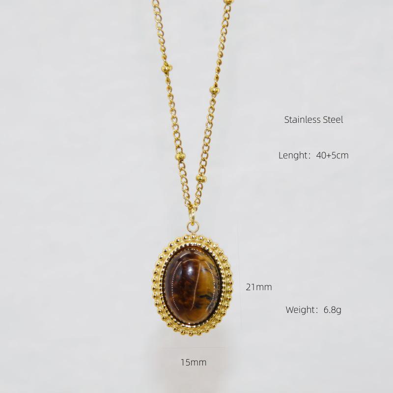 2025 High-End Retro Maillard Tigerauge Anhänger Halskette - Damen Titanstahl Schlüsselbein Kette
