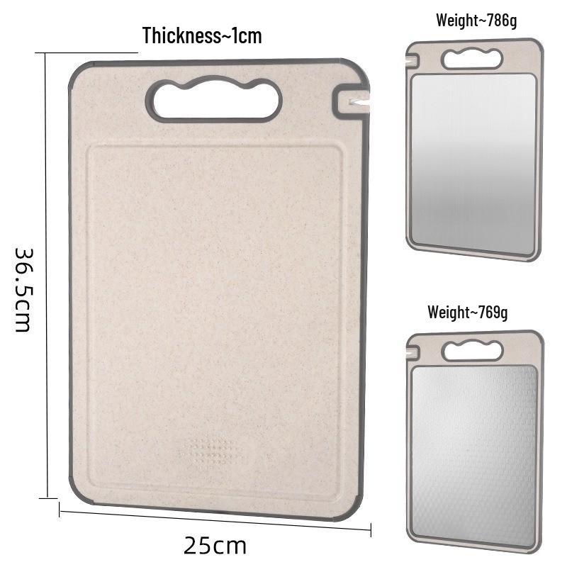 Stainless Steel Double-Sided Cutting Board with Sharpener, Diamond Texture, Wheat Straw, Large Size - Kitchenware Household.