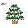 Small Gift Packaging Christmas Tree Shaped Bags with Drawstring, Reusable Holiday Fabric Bags, Drawstring Storage Pouches Winter Goodie for