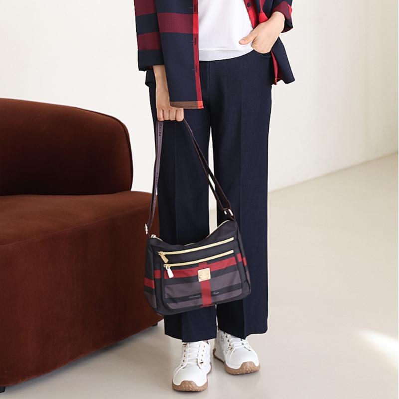 Shiz Madam Ultra Lightweight Check Multi Pocket Crossbody Bag A42433