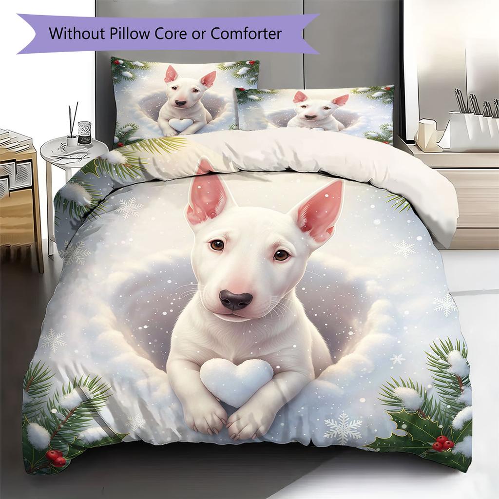 Cute animalsinthesnow Pattern Bedding Quilt Set Quilt Cover Pillowcase Home Decoration Birthday Gift (1 * duvet cover + 2 * pillowcase, without core)