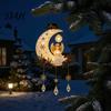 Decorative Hanging Solar Lamp Angel Moon Light, Christmas Lantern with Warm Glow, Resin Automatic Powered Light Outdoor Yard Decoration for