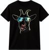 Maglietta Fresca Capra Occhiali da Sole Divertente Animale da Fattoria Grafica Maglietta Casual Top