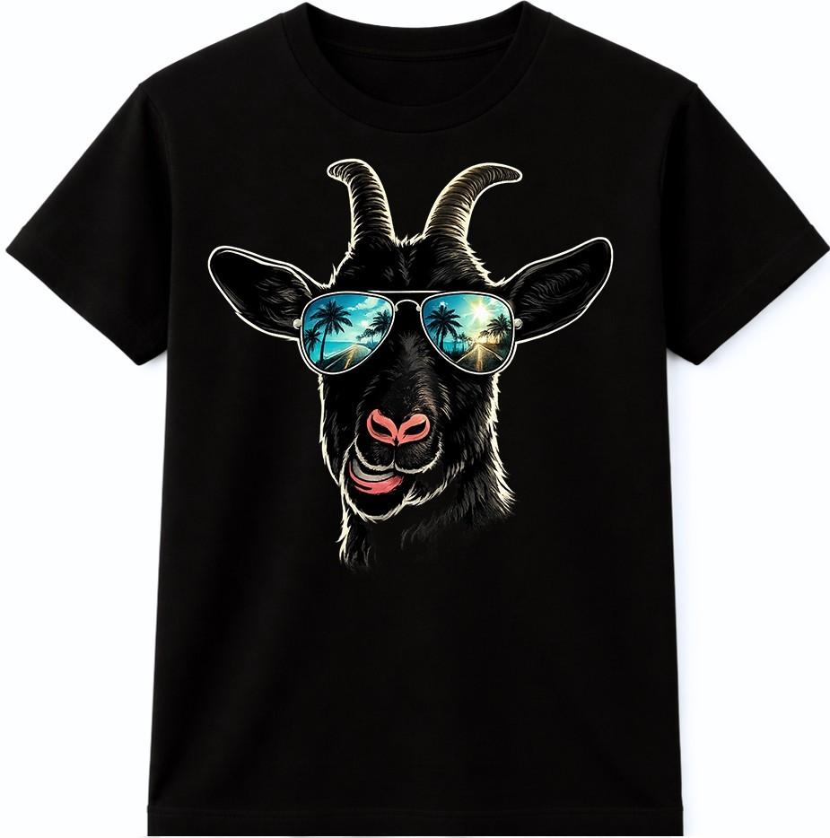 Maglietta Fresca Capra Occhiali da Sole Divertente Animale da Fattoria Grafica Maglietta Casual Top