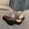 Summer Thicksoled Flip Flops For Women With Pu Upper And Rubber Sole For Casual Beach Wear