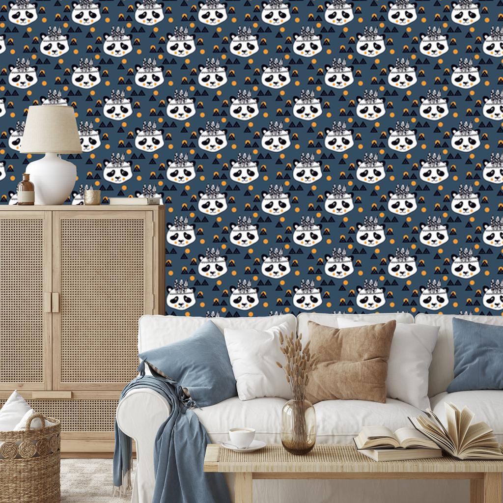 Panda Indians Wallpaper for Living Room and Bedroom 50x1000