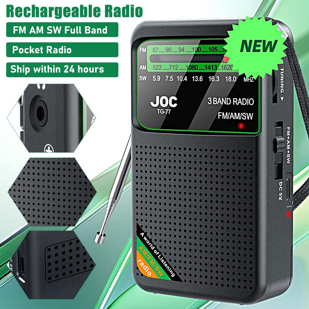 Notfall-Taschenradio FM AM SW Radio Eingebauter Lautsprecher Transistorradio Typ-C Wiederaufladbares Radio für Senioren Zuhause Gehen