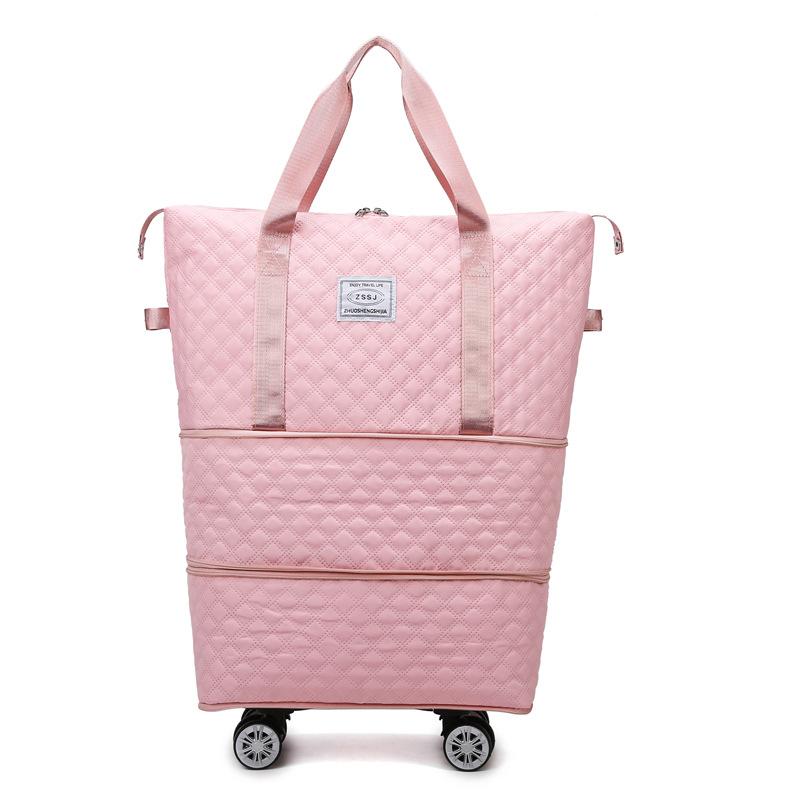 Universal Wheel Diamond Travel Bag Lightweight Duffel Bag Storage Package Dry Wet Separation Large Capacity Fitness Yoga Bag