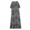 Summer New Literary and Retro V-neck Short Sleeves, Women's Large Size Casual Vacation Loose Cotton and Linen Dress Women