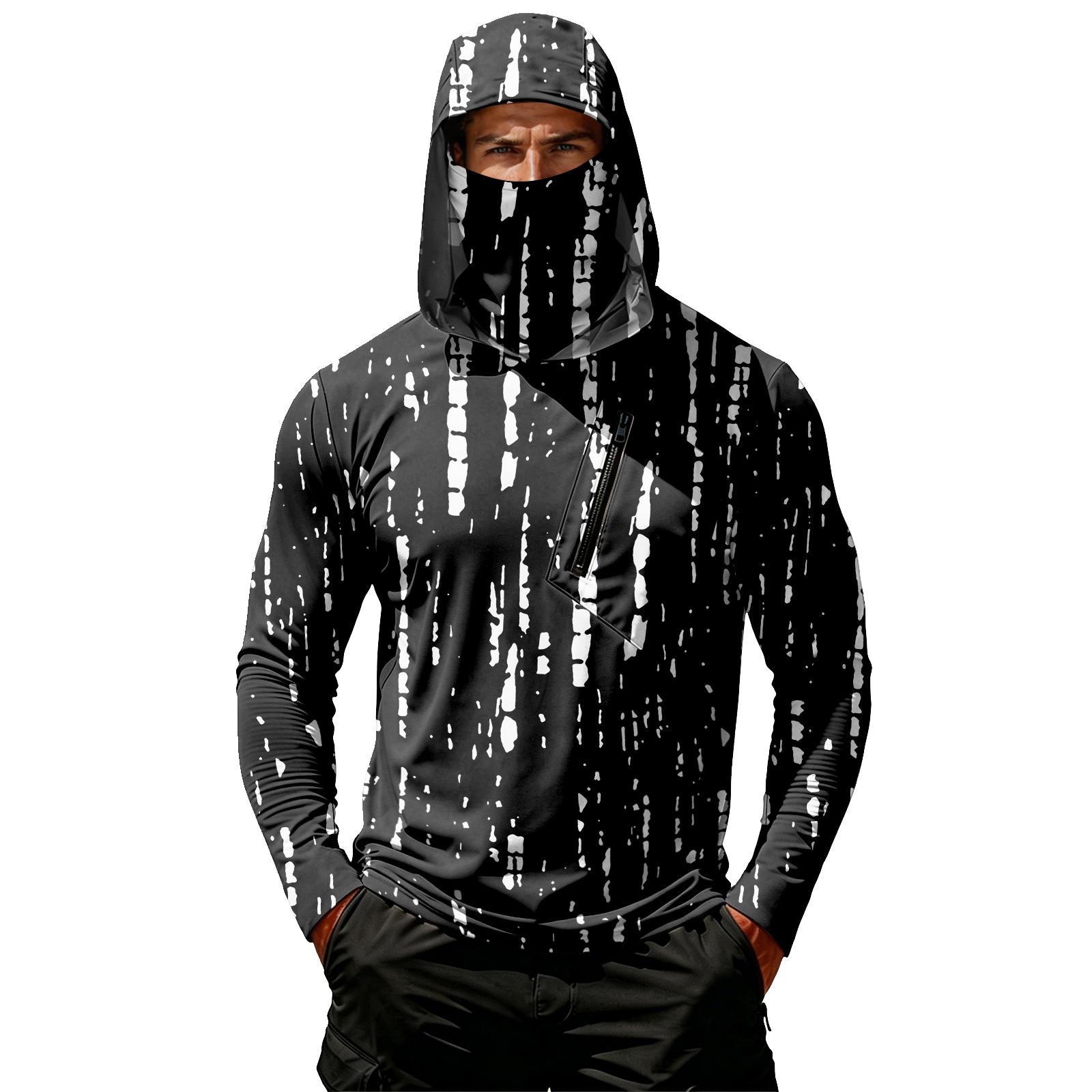 

Men s Casual Long Sleeve Hoodie Sun Protection Shirt Lightweight Breathable Polka Dot Print Pullover with Front Zipper Pocket for Outdoor Activities XXL