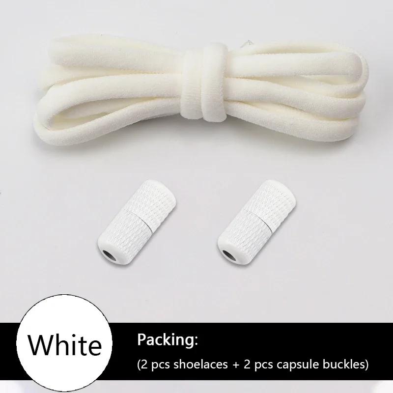 1 Pair Elastic Shoelaces Round Metal Capsules Lock No Tie Shoe Laces For Sneakers Easy To Put On And Off Lazy Shoes Lace Unisex
