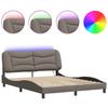 VidaXL Bed Frames with LED Lights, Double Bed with Headboard Cushion, Adult Bed, Bedroom Furniture, Modern, Taupe 3213715