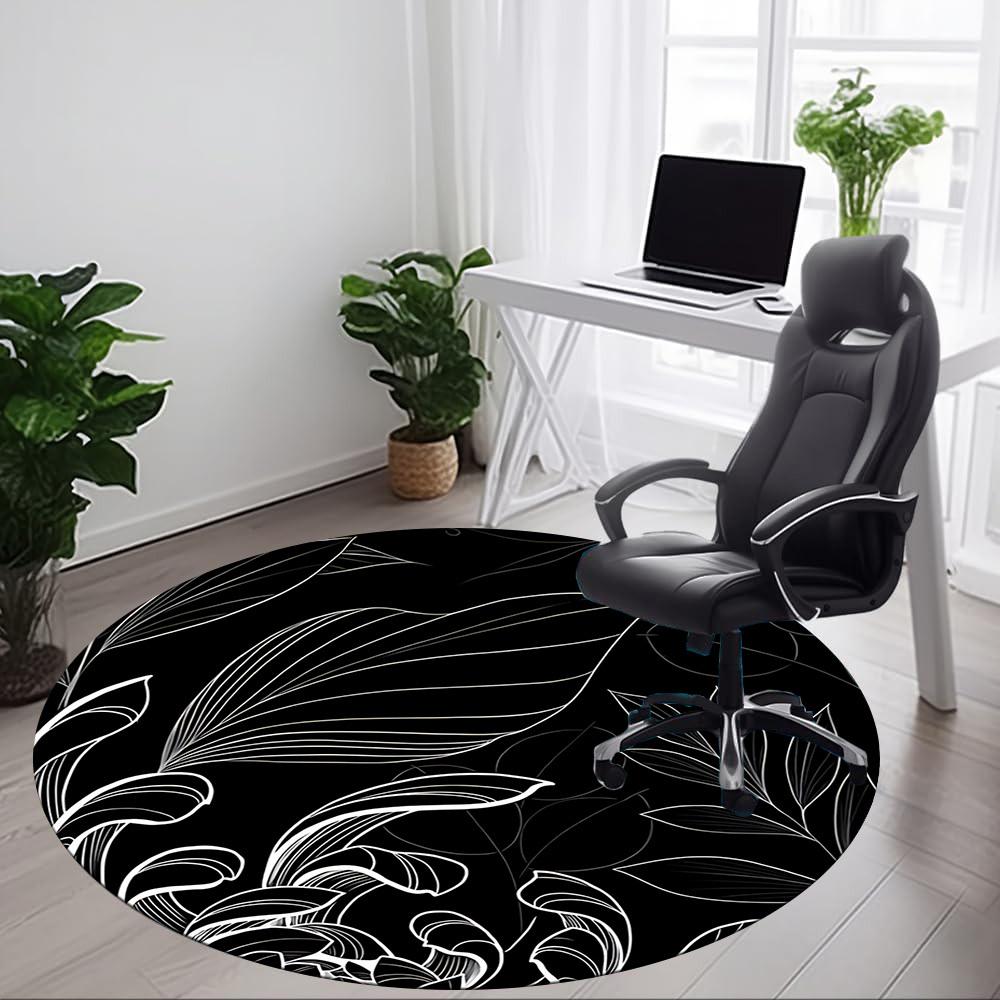 1pc Leaf Nature Office Round Area Rug, Under Office Chairs Bedroom Living Room Home Decor, Room Deco, Available In Various Sizes 031