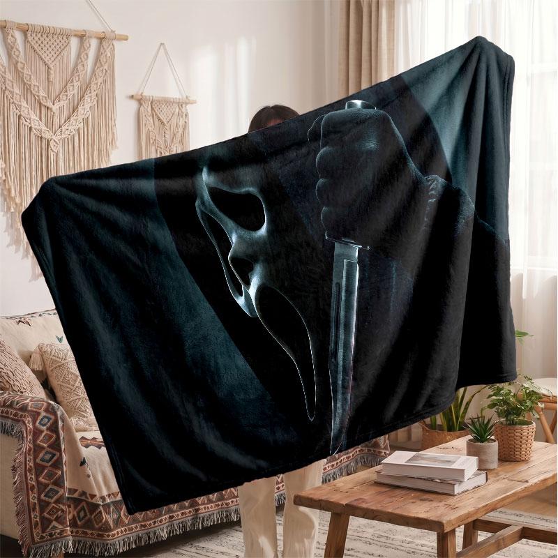 Warm Flannel BlanketScream Ghostface Soft Cozy Throw Blanket for Bedroom Couch