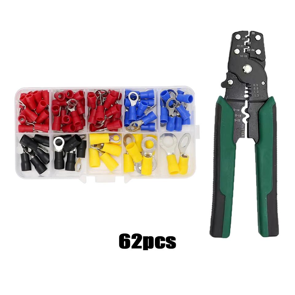 Spade Crimp Terminal Connector Kit with 4-in-1 Stripper DIY Wire Connector Connector Kit Industrial Electrical Connectors