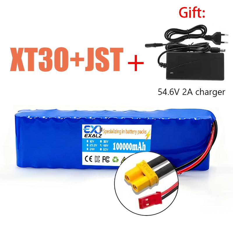 48V Electric Scooter Battery 13S2P 100Ah 18650 Lithium Pack For E-Bike Vehicle Motorcycle DIY BMS + 54.6V Charger