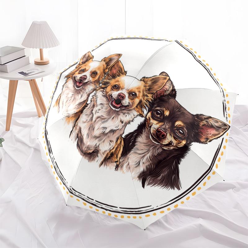 Motif adorables chiots, parapluie à pliage automatique, design portable et pliable, 8 baleines, un cadeau de Noël ou d'anniversaire.