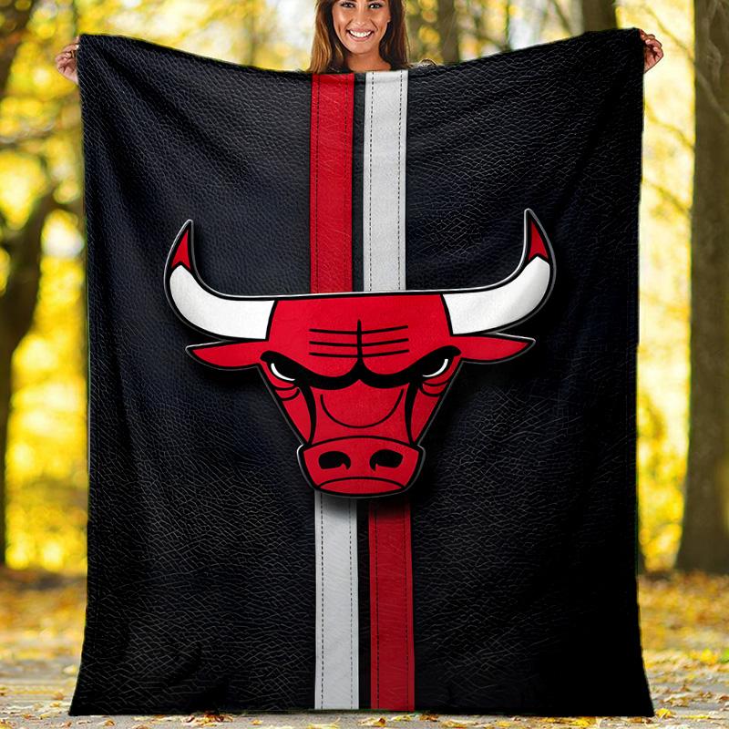 1pc Chicago Bulls Theme Blanket - Digital Print, Polyester, Cozy for All Seasons, Perfect for Outdoor, and Travel