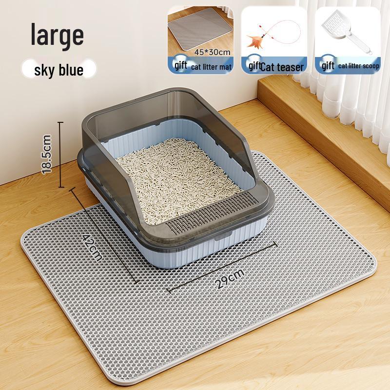 Extra Large Anti-Splash Cat Litter Box: Semi-Enclosed Tray for Large Cats and Kittens