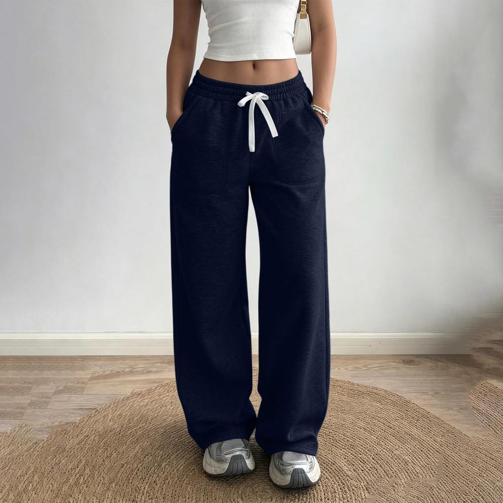 Pantaloni Larghi Colorati da Donna con Tasche Ampi Dritti Casual Palazzo