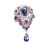Retro Blue Crystal Big Waterdrop Pendant Brooch for Women Full of Rhinestone Brooch Pin Clothing Accessories Vintage Brooch