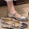 Fashion Sexy Pointed Toe Rhinestones Women Mary Janes Luxury Designer Low Heel All Match Casual Single Shoes Fashion Lady Pumps